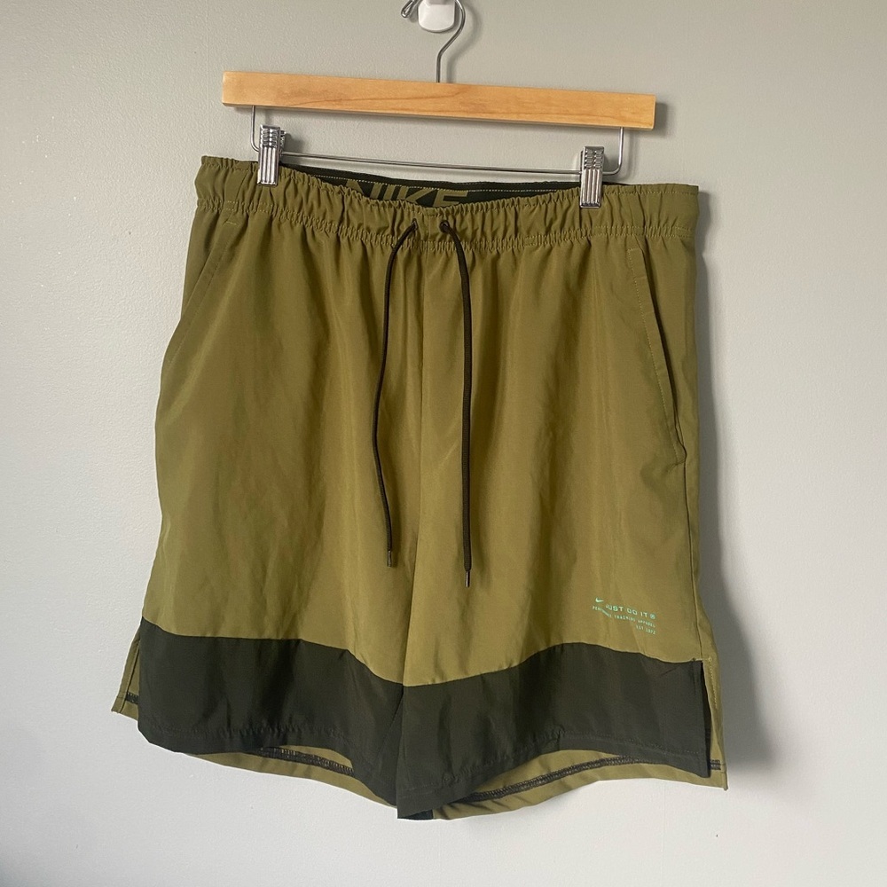 Nike Olive Green Athletic Long Basketball Shorts
